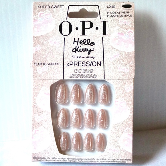NEW Hello Kitty 50th Anniversary Press On Nails by OPI Sparkle Blush 30 Nails - Picture 1 of 5